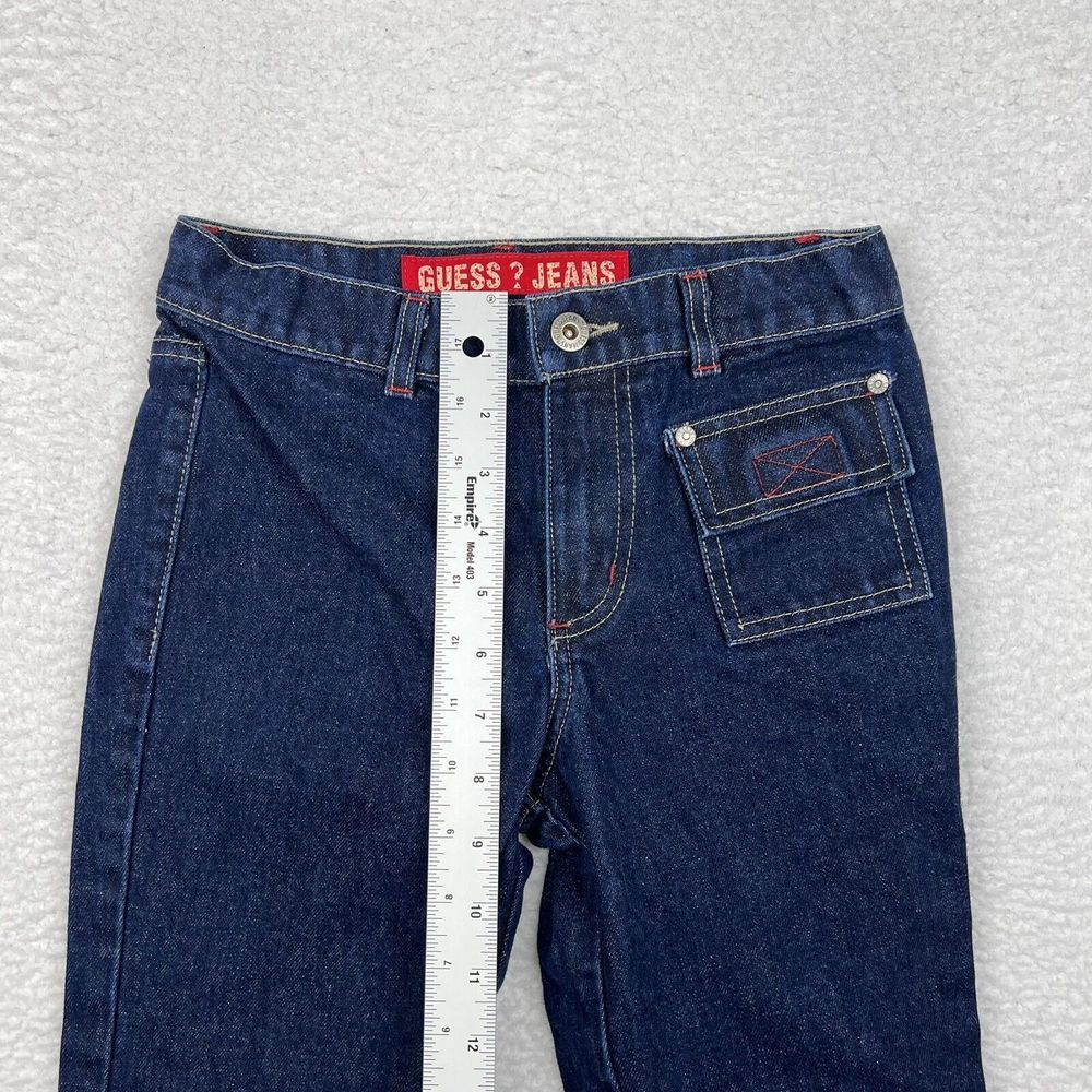 Vintage Guess Jeans Kids 10 Dark‎ Blue Flap Pocket Straight Denim Y2K Made USA - Picture 5 of 12